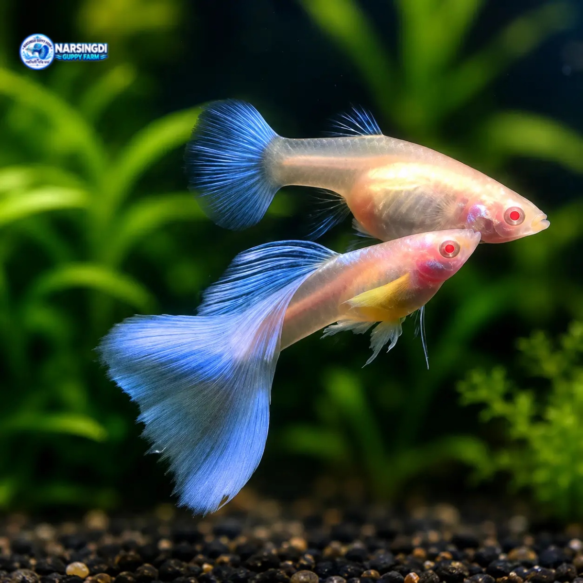 Albino Blue Topaz Guppy Pair – Premium Guppy Fish